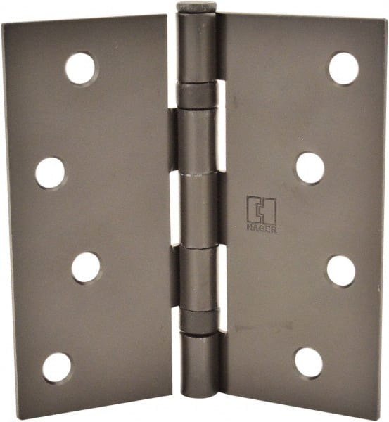 Hager - 4" Wide x 4" High Standard Weight Ball Bearing Residential Hinge - Square Edge, Steel, Matte Antique Bronze Finish - Exact Tooling