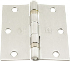 Hager - 3-1/2" Wide x 3-1/2" High Standard Weight Ball Bearing Residential Hinge - Square Edge, Steel, Satin Chrome Finish - Exact Tooling