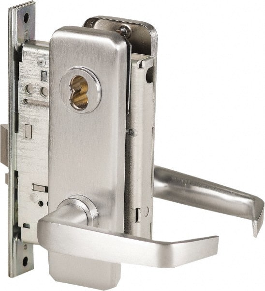 Stanley - Office Lever Lockset for 1-3/8 to 1-3/4" Thick Doors - 2-3/8 to 2-3/4" Back Set, Brass, Satin Chrome Finish - Exact Tooling