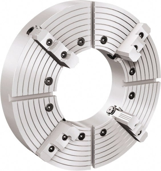 Samchully - 4 Jaw, 400mm Diam, Independent Manual Lathe Chuck - Plain Back Mount, Adjustable, 90mm Through Hole Diam, Cast Iron (Semi-Steel) - Exact Tooling