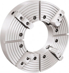 Samchully - 4 Jaw, 200mm Diam, Independent Manual Lathe Chuck - Plain Back Mount, Adjustable, 50mm Through Hole Diam, Cast Iron (Semi-Steel) - Exact Tooling