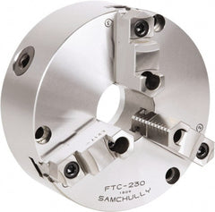 Samchully - 3 Jaw, 810mm Diam, Self Centering Manual Lathe Chuck - Front Mount, Adjustable, 375mm Through Hole Diam, Forged Steel - Exact Tooling