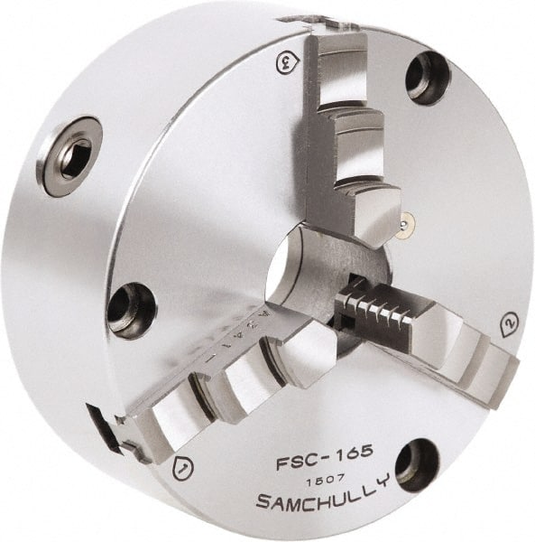 Samchully - 3 Jaw, 273mm Diam, Self Centering Manual Lathe Chuck - Front Mount, Adjustable, 89mm Through Hole Diam, Forged Steel - Exact Tooling