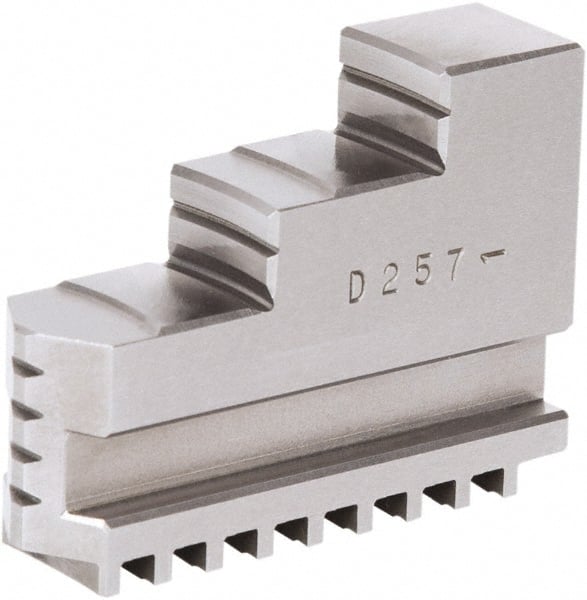 Samchully - 9" Max Chuck Diam Compatibility, Steel Square Serrated Hard Lathe Top Jaws - 2 Steps, 24mm Wide x 85mm Long x 64.5mm High - Exact Tooling