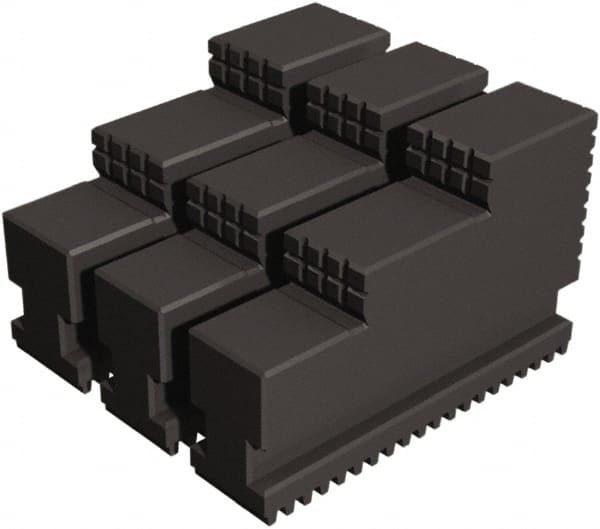 Samchully - 8" Max Chuck Diam Compatibility, Steel Serrated Hard Lathe Top Jaws - 2 Steps, 22mm Wide x 86mm Long x 65mm High - Exact Tooling