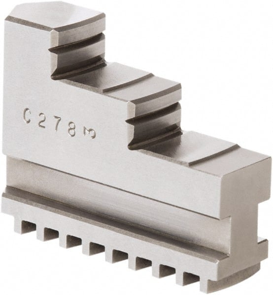 Samchully - 12" Max Chuck Diam Compatibility, Steel Square Serrated Hard Lathe Top Jaws - 2 Steps, 30mm Wide x 110mm Long x 82.5mm High - Exact Tooling