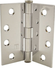 Hager - 4" Long x 4" Wide x 0.062" Thick, Steel Full Mortise Hinge - Bright Chrome Finish, 5 Knuckles - Exact Tooling