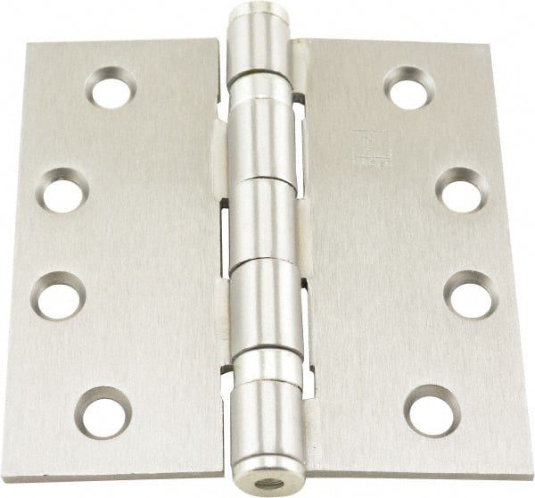 Hager - 4" Long x 4" Wide x 0.062" Thick, Steel Full Mortise Ball Bearing Hinge - Satin Chrome Finish, 5 Knuckles - Exact Tooling