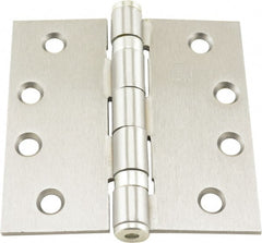 Hager - 4" Long x 4" Wide x 0.062" Thick, Steel Full Mortise Ball Bearing Hinge - Satin Chrome Finish, 5 Knuckles - Exact Tooling