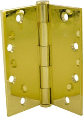 Hager - 5" Long x 5" Wide x 0.062" Thick, Steel Full Mortise Hinge - Bright Brass Finish, 5 Knuckles - Exact Tooling