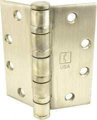 Hager - 4-1/2" Long x 4-1/2" Wide x 0.062" Thick, Stainless Steel Full Mortise Ball Bearing Hinge - Satin Stainless Steel Finish, 5 Knuckles - Exact Tooling