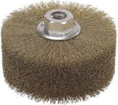 WALTER Surface Technologies - 4-1/2" OD, 5/8-11 Arbor Hole, Crimped Stainless Steel Wheel Brush - 2" Face Width, 1" Trim Length, 0.01" Filament Diam, 4,000 RPM - Exact Tooling