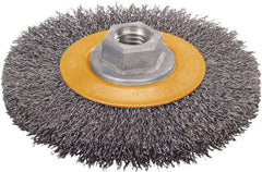 WALTER Surface Technologies - 5" OD, 5/8-11 Arbor Hole, Crimped Stainless Steel Wheel Brush - 5/8" Face Width, 1" Trim Length, 0.0118" Filament Diam, 10,000 RPM - Exact Tooling