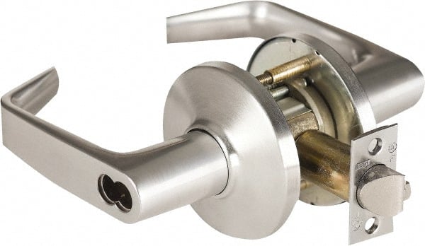 Stanley - Grade 1 Classroom Lever Lockset - 2-3/4" Back Set, Zinc, Satin Chrome Finish - Exact Tooling