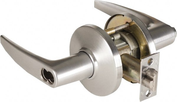 Stanley - Grade 1 Storeroom Lever Lockset - 2-3/4" Back Set, Zinc, Satin Chrome Finish - Exact Tooling
