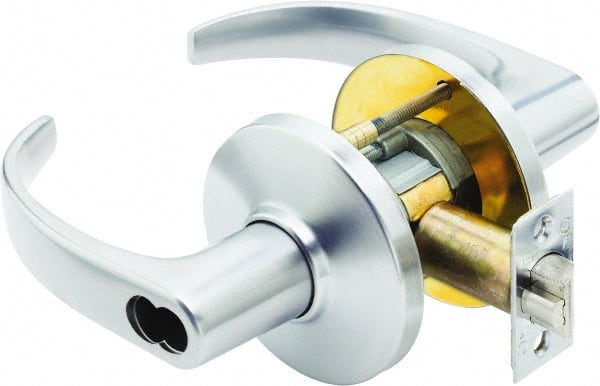 Stanley - Grade 1 Storeroom Lever Lockset - 2-3/4" Back Set, Zinc, Satin Chrome Finish - Exact Tooling