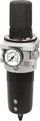 Parker - 3/4" NPT Port Heavy-Duty 1 Piece Filter/Regulator FRL Unit - Polypropylene Bowl, 335 SCFM, 254 Max psi, 13-1/2" High, Manual Drain - Exact Tooling