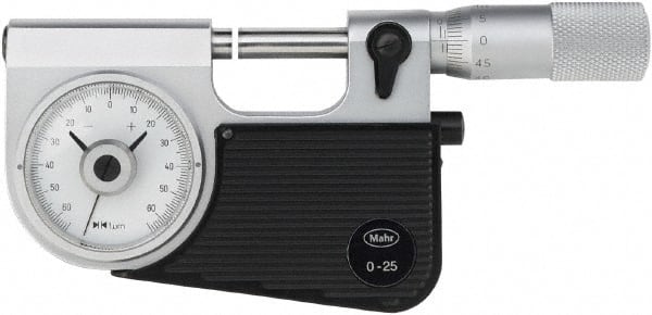 Mahr - 0 to 25mm Range, 0.001mm Graduation, Mechanical Indicating Micrometer - Accurate to 0.001mm, Carbide Measuring Face - Exact Tooling