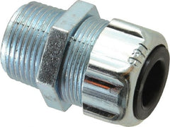 Thomas & Betts - 0.31 to 0.56" Cable Capacity, Liquidtight, Straight Strain Relief Cord Grip - 3/4 NPT Thread, 1-25/32" Long, Steel - Exact Tooling