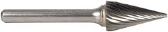 M.A. Ford - 1/2" Cut Diam, 6mm Shank Diam, Cone Head Double Cut Burr - Carbide, Flat End, 22mm LOC, 69mm OAL - Exact Tooling