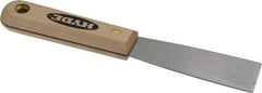 Hyde Tools - 1-1/4" Wide Steel Putty Knife - Stiff, Hardwood Handle, 7-3/4" OAL - Exact Tooling