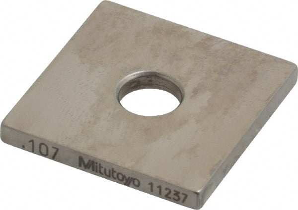 Mitutoyo - 0.107" Square Steel Gage Block - Accuracy Grade 0, Includes Certificate of Inspection - Exact Tooling