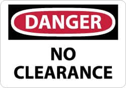 NMC - "Danger - No Clearance", 7" Long x 10" Wide, Pressure-Sensitive Vinyl Safety Sign - Rectangle, 0.004" Thick, Use for Accident Prevention - Exact Tooling