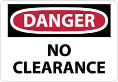 NMC - "Danger - No Clearance", 10" Long x 14" Wide, Pressure-Sensitive Vinyl Safety Sign - Rectangle, 0.004" Thick, Use for Accident Prevention - Exact Tooling