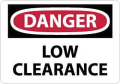 NMC - "Danger - Low Clearance", 10" Long x 14" Wide, Aluminum Safety Sign - Rectangle, 0.04" Thick, Use for Accident Prevention - Exact Tooling