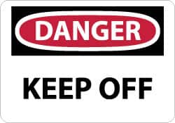 NMC - "Danger - Keep Off", 10" Long x 14" Wide, Aluminum Safety Sign - Rectangle, 0.04" Thick, Use for Hazardous Materials - Exact Tooling