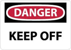 NMC - "Danger - Keep Off", 10" Long x 14" Wide, Pressure-Sensitive Vinyl Safety Sign - Rectangle, 0.004" Thick, Use for Hazardous Materials - Exact Tooling