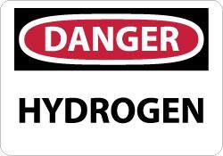 NMC - "Danger - Hydrogen", 7" Long x 10" Wide, Pressure-Sensitive Vinyl Safety Sign - Rectangle, 0.004" Thick, Use for Hazardous Materials - Exact Tooling