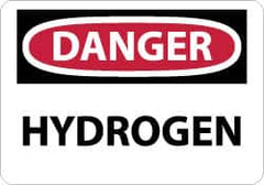 NMC - "Danger - Hydrogen", 10" Long x 14" Wide, Pressure-Sensitive Vinyl Safety Sign - Rectangle, 0.004" Thick, Use for Hazardous Materials - Exact Tooling