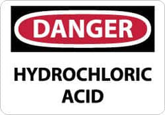 NMC - "Danger - Hydrochloric Acid", 10" Long x 14" Wide, Rigid Plastic Safety Sign - Rectangle, 0.05" Thick, Use for Hazardous Materials - Exact Tooling