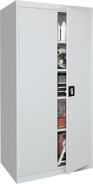 Sandusky Lee - 5 Shelf Locking Storage Cabinet - Steel, 36" Wide x 24" Deep x 78" High, Gray - Exact Tooling