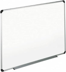 UNIVERSAL - 48" High x 72" Wide Erasable Melamine Marker Boards - Aluminum/Plastic Frame, 74.6" Deep, Includes Accessory Tray/Rail & Mounting Kit - Exact Tooling