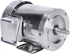 Leeson - 1 Max hp, 3,600 Max RPM, Premium Efficient Electric AC DC Motor - 230/460 V Input, Three Phase, 56HC Frame, 5/8" Shaft Diam, C-Face with Base Mount, TEFC Enclosure - Exact Tooling