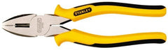 Stanley - 8-3/4" OAL, 1-31/64" Jaw Length, Side Cutting Linesman's Pliers - Serrated Jaw, Round Nose Head, TPR Handles - Exact Tooling