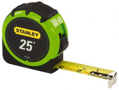 Stanley - 25' x 1" Yellow Blade Tape Measure - 1/16" Graduation, Inch Graduation Style, High-Visibility Green/Black Case - Exact Tooling