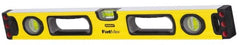 Stanley - 24" Long 3 Vial Box Beam Level - Aluminum, Yellow, 1 Level & 2 Plumb Vials - Exact Tooling