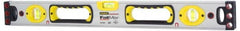 Stanley - Magnetic 48" Long 3 Vial Box Beam Level - Aluminum, Silver, 1 Level & 2 Plumb Vials - Exact Tooling