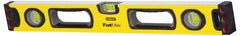 Stanley - 48" Long 3 Vial Box Beam Level - Aluminum, Yellow, 1 Level & 2 Plumb Vials - Exact Tooling