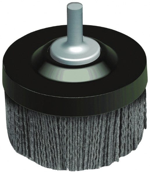 Osborn - 1-1/2" 80 Grit Silicon Carbide Crimped Disc Brush - Medium Grade, Quick Change Connector, 1-3/8" Trim Length, 1/4" Shank Diam - Exact Tooling