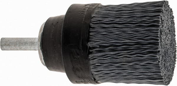 Osborn - 1-1/2" 320 Grit Silicon Carbide Crimped Disc Brush - Extra Fine Grade, Quick Change Connector, 1-3/8" Trim Length, 1/4" Shank Diam - Exact Tooling