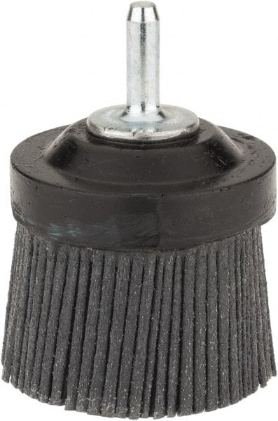 Osborn - 2" 80 Grit Silicon Carbide Crimped Disc Brush - Medium Grade, Quick Change Connector, 1-3/8" Trim Length, 1/4" Shank Diam - Exact Tooling