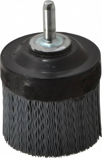 Osborn - 2" 320 Grit Silicon Carbide Crimped Disc Brush - Extra Fine Grade, Quick Change Connector, 1-3/8" Trim Length, 1/4" Shank Diam - Exact Tooling
