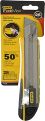 Stanley - Snap Utility Knife - 5-1/2" Blade, Yellow, Silver & Black TPE Handle, 4 Blades Included - Exact Tooling