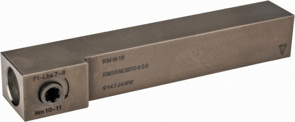 Kennametal - Neutral Cut, KM16 Modular Connection, Square Shank Lathe Modular Clamping Unit - 15.75mm Square Shank Length, 15.75mm Square Shank Width, 101.6mm OAL, Series NCM Square Shank - Exact Tooling