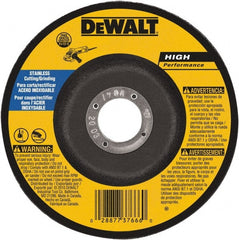 DeWALT - 30 Grit, 7" Wheel Diam, 1/8" Wheel Thickness, 7/8" Arbor Hole, Type 27 Depressed Center Wheel - Aluminum Oxide, 8,700 Max RPM, Compatible with Angle Grinder - Exact Tooling