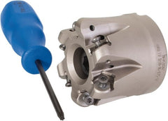 Iscar - 2" Cut Diam, 0.34" Max Depth, 3/4" Arbor Hole, 6 Inserts, H400 RNHU 1205 Insert Style, Indexable Copy Face Mill - H400 FR-12 Cutter Style, 1.77" High, Through Coolant, Series Helido - Exact Tooling